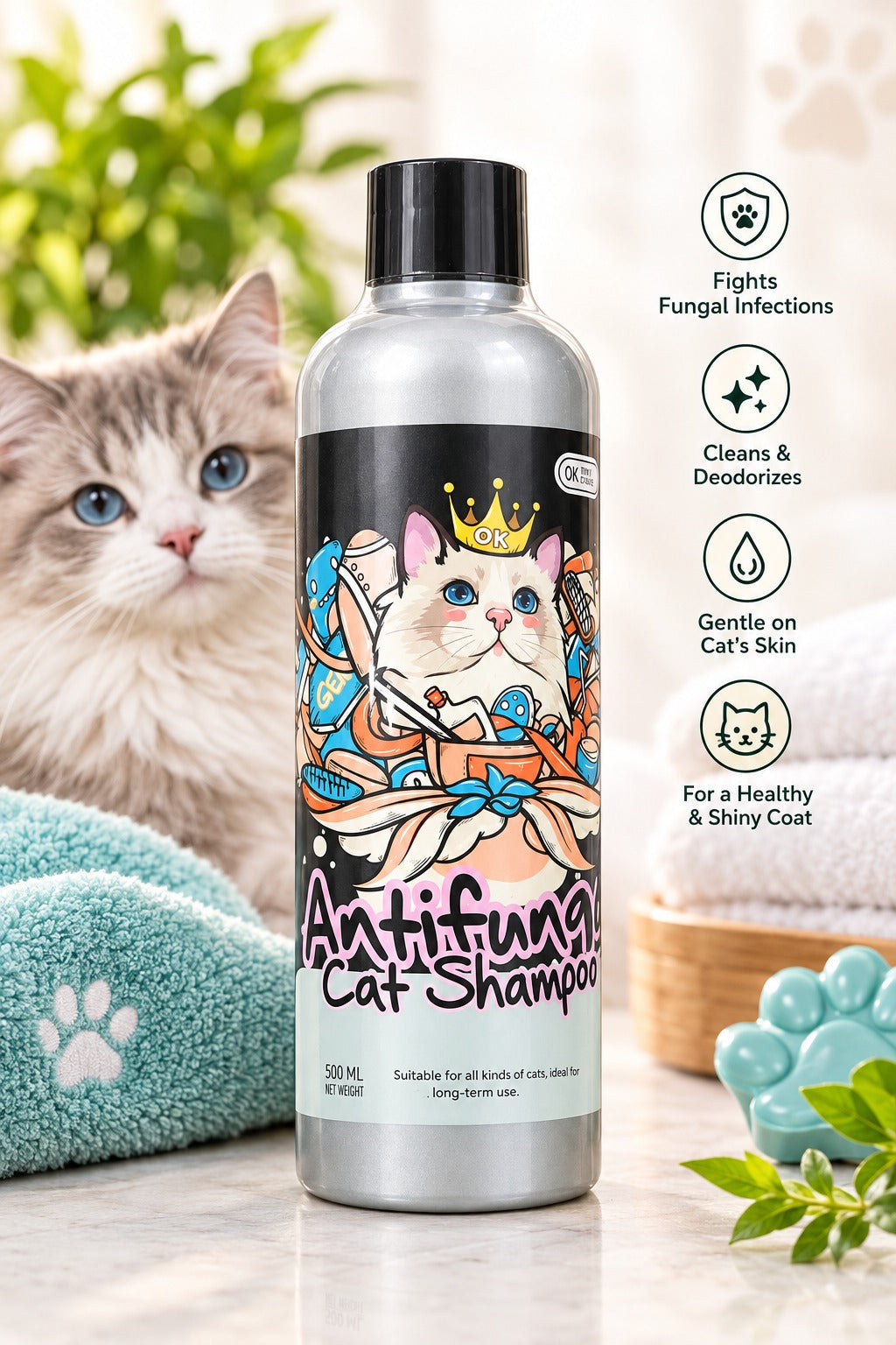 6k Series OK Antifungal Cat Shampoo - 500ml