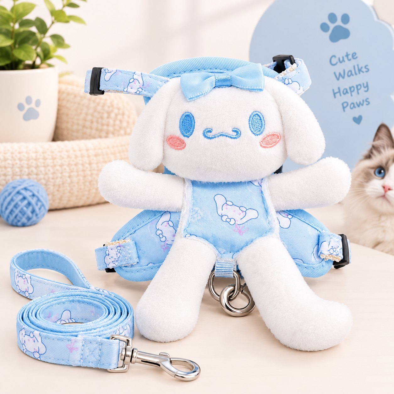 Bunny Plush Cat Harness & Leash Set
