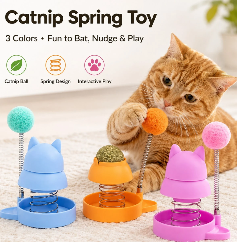 Cat Licking Ball with Spring Toy
