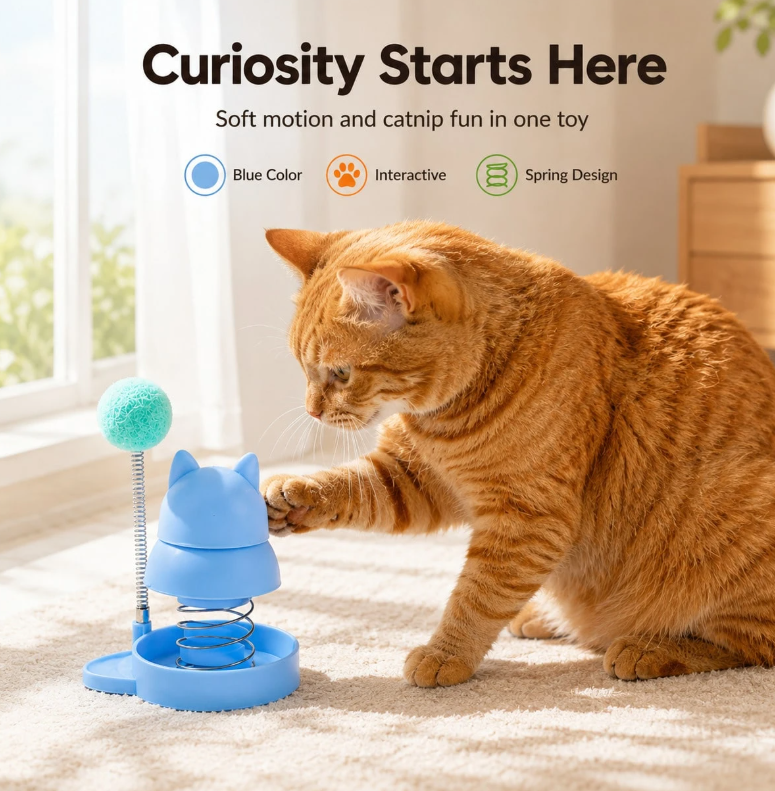 Cat Licking Ball with Spring Toy