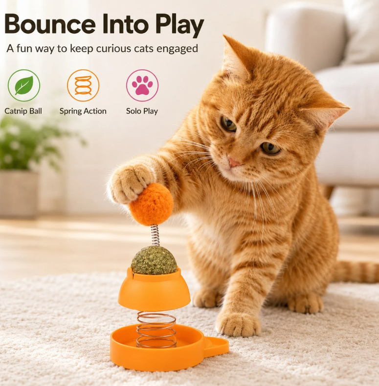 Cat Licking Ball with Spring Toy