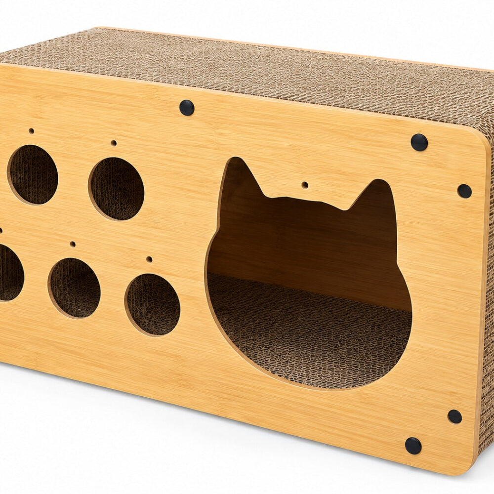 Cat Scratcher House with Wooden Frame
