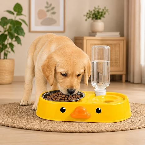 Duck-Shaped Pet Food & Water Dispenser
