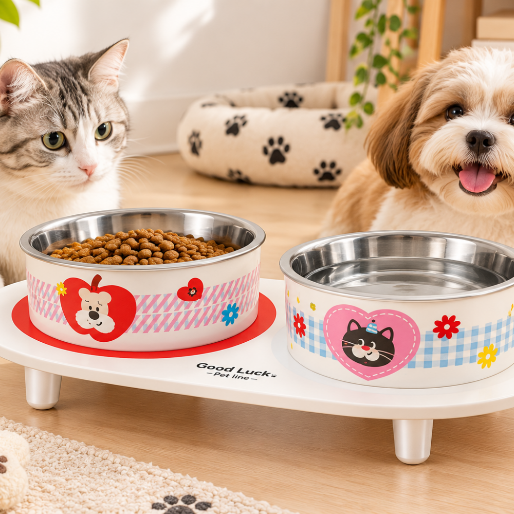 Good Luck Elevated Double Pet Bowl