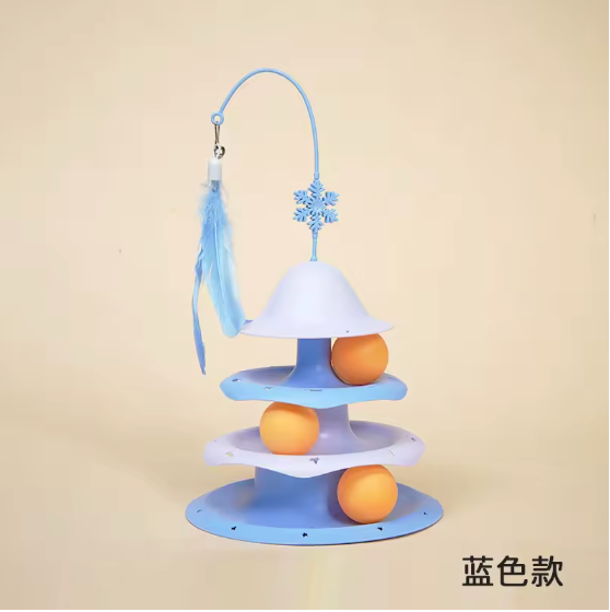 Rotating Feather & 3-Tier Cat Track Toy