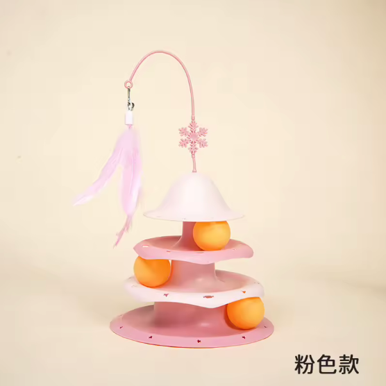 Rotating Feather & 3-Tier Cat Track Toy