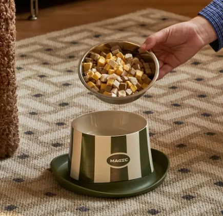 Stripped Pattern Elevated Pet Bowl